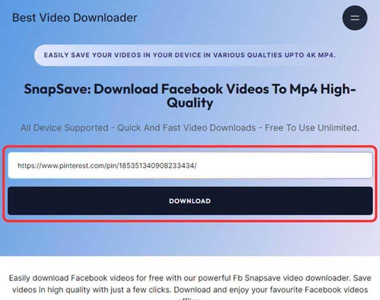 Pin Video Downloader In mp4